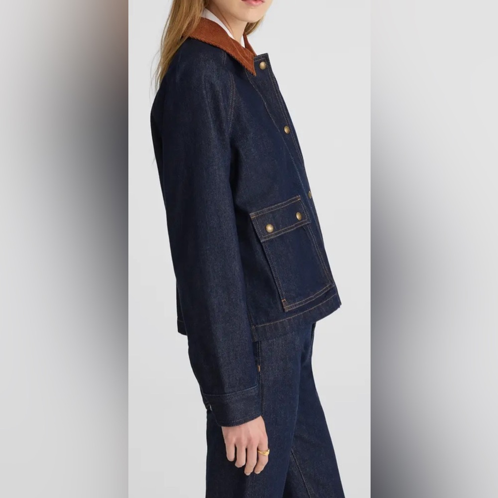MADEWELL THE BARN DENIM CORDUROY COLLAR DENIM JACKET NEW $240 - Picture 8 of 10
